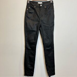 H&M High Rise Skinny Jeans Black Coated Denim
